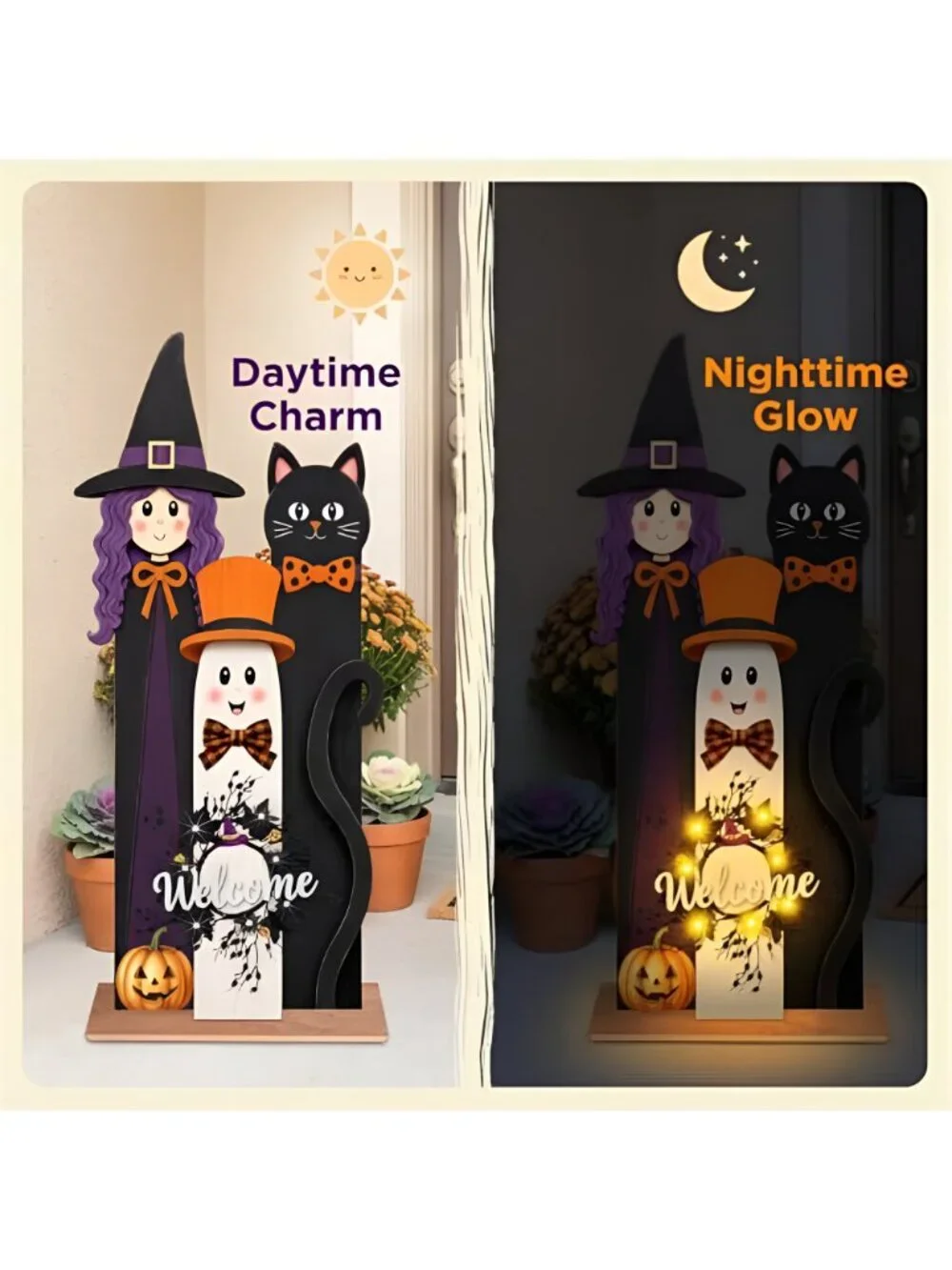Halloween Welcome Sign with LED Lights, 36